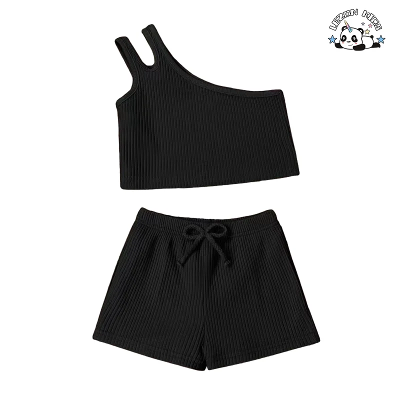 LEZONKIDS - Conjunto de Roupas Femininas de Hip Hop sem Manga e Shorts Personalizadas com Preço Direto da Fábrica para Esportes